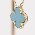 [Demi jewelry]CLOVER 15MM VINTAGE TURQUOISE NECKLACE