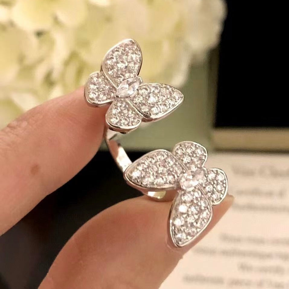 [Demi jewelry]TWIN SILVER BUTTERFLY DIAMOND RING