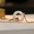 [Demi jewelry]LOVE 7.6MM NECKLACE ROSE GOLD AND SILVER  FULL DIAMOND