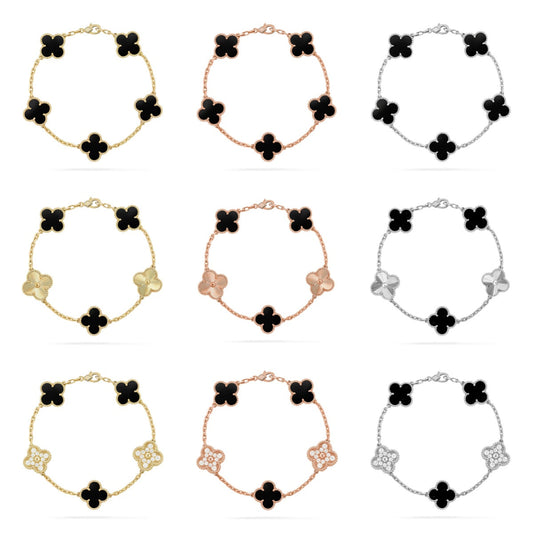 [Mystic] CLOVER 5 MOTIF ONYXS BRACELET COLLECTION