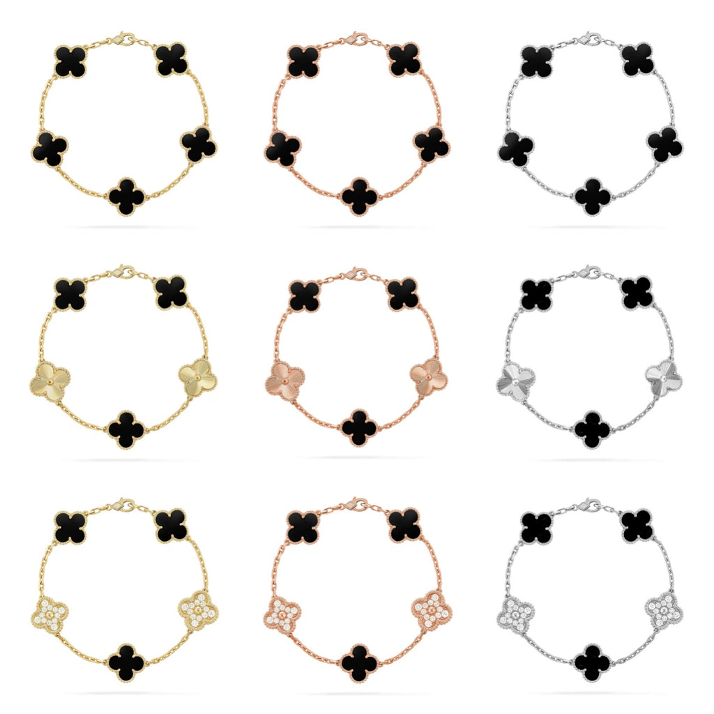 [Demi jewelry] CLOVER 5 MOTIF ONYXS BRACELET COLLECTION-new