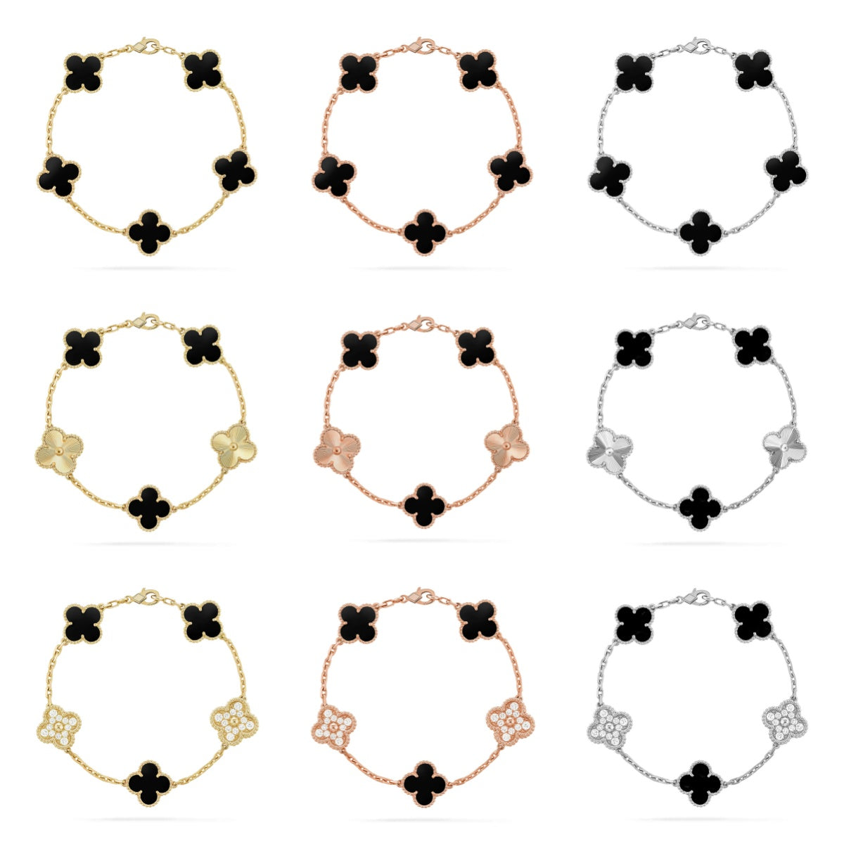 [Demi jewelry] CLOVER 5 MOTIF ONYXS BRACELET COLLECTION-new