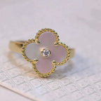 [Demi jewelry]CLOVER PINK MOP RING GOLD DIAMOND