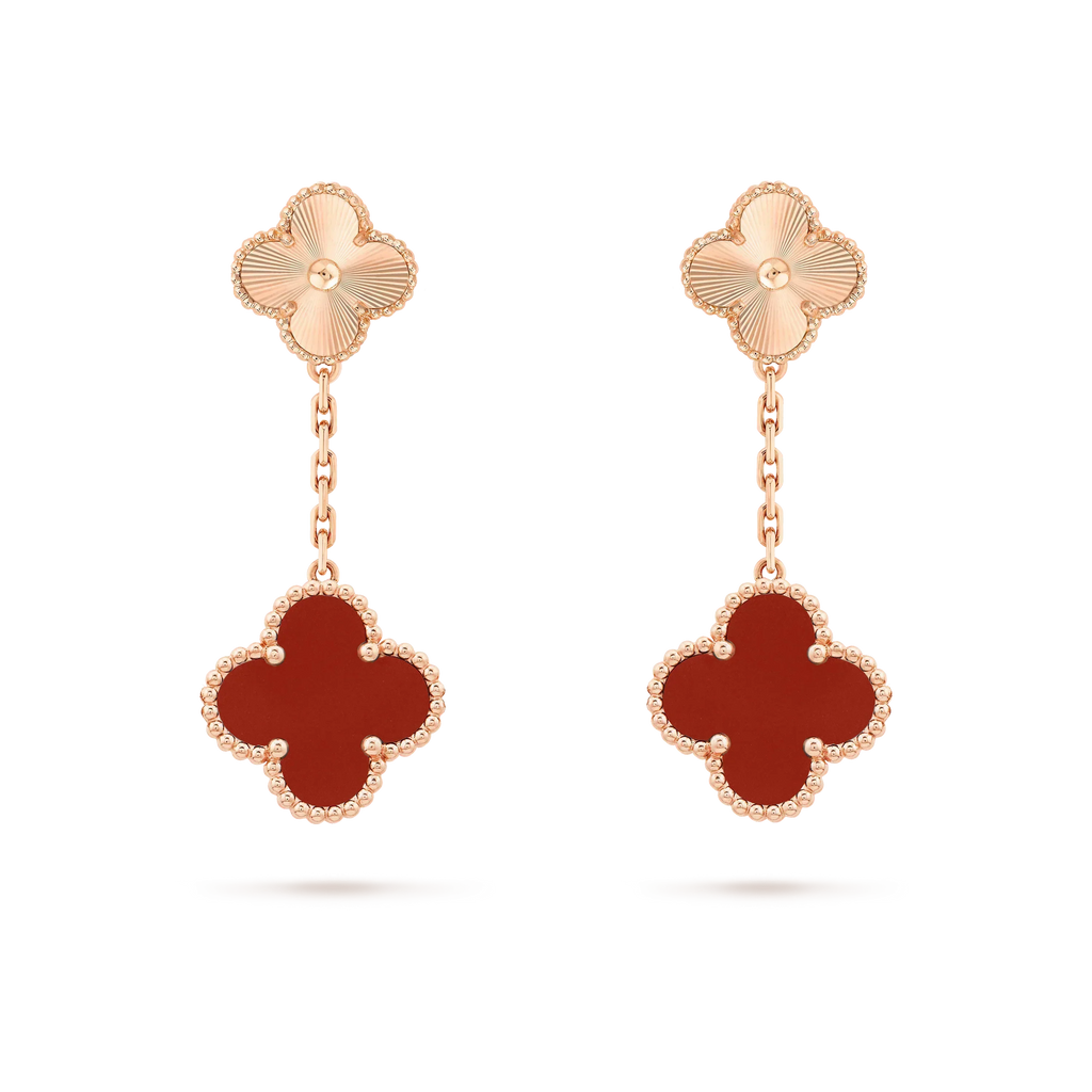 [Demi jewelry]CLOVER 2 MOTIF  LASER CARNELIAN EARRINGS