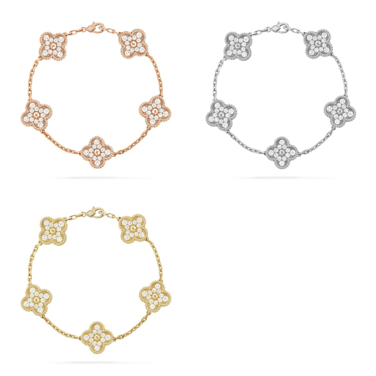 [Demi jewelry] CLOVER 5 MOTIF FULL DIAMOND BRACELET COLLECTION-new