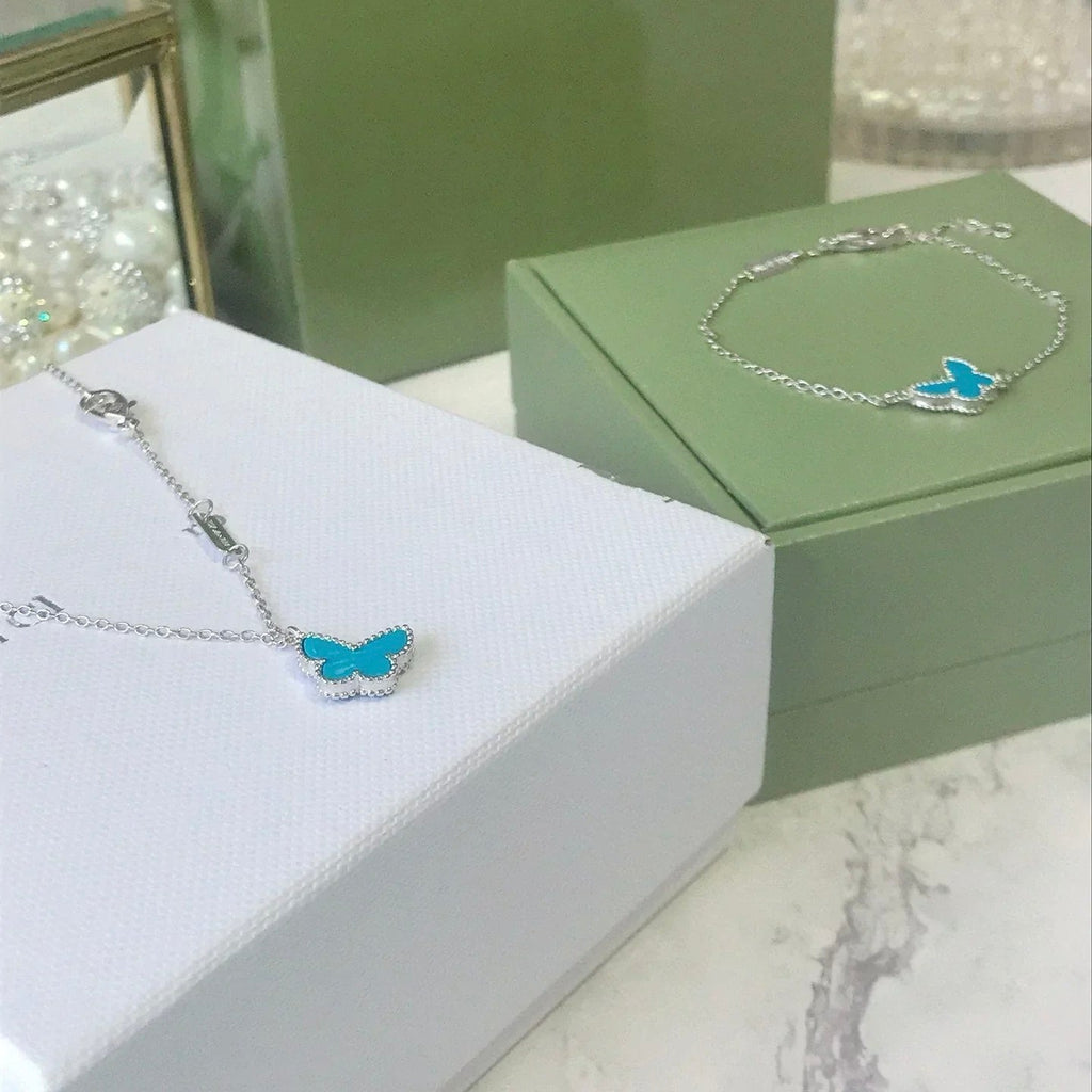 [Demi jewelry]BUTTERFLY TURQUOISE BUTTERFLY BRACELET SILVER