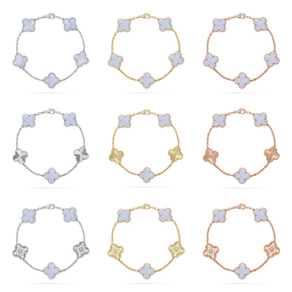 [Mystic] CLOVER 5 MOTIF PURPLE CHALCEDONY BRACELET COLLECTION