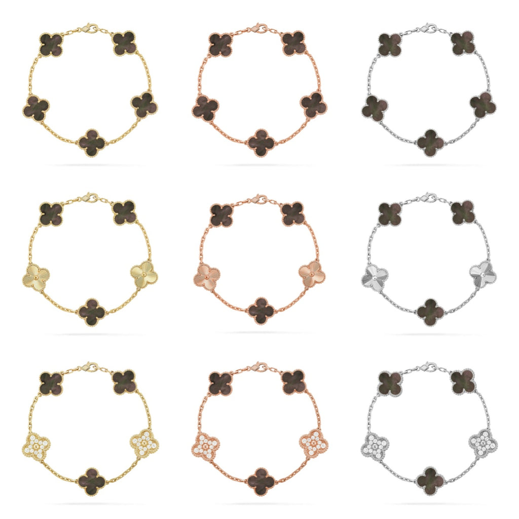 [Demi jewelry] CLOVER 5 MOTIF GRAY MOP BRACELET COLLECTION-new