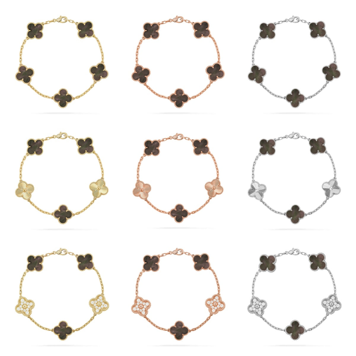 [Demi jewelry] CLOVER 5 MOTIF GRAY MOP BRACELET COLLECTION-new