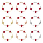 [Demi jewelry] CLOVER 5 MOTIF RED CORNELIAN BRACELET COLLECTION-new
