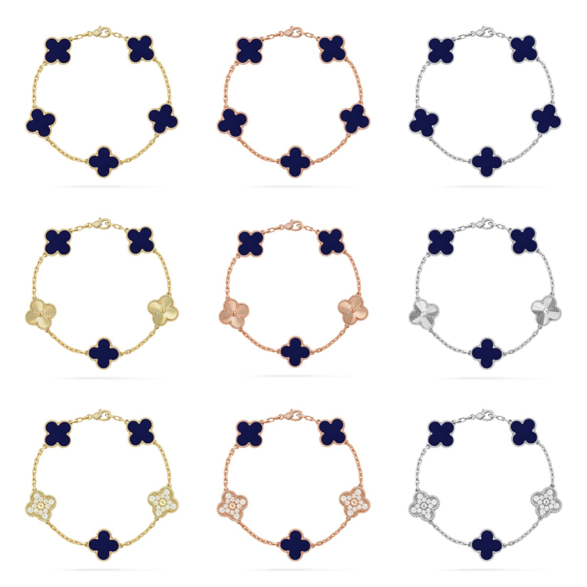 [Demi jewelry]CLOVER 5 MOTIF LAPIS LAZULI BRACELET COLLECTION-new