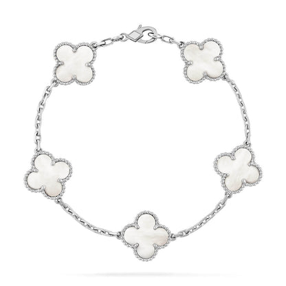 [Mystic]CLOVER WHITE PEARL MOP 5 MOTIF BRACELET COLLECTION