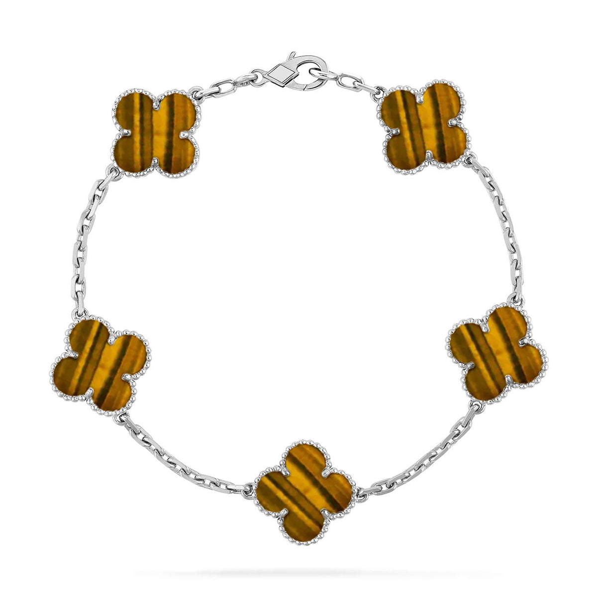 [Demi jewelry] CLOVER 5 MOTIFS TIGER EYE BRACELET COLLECTION