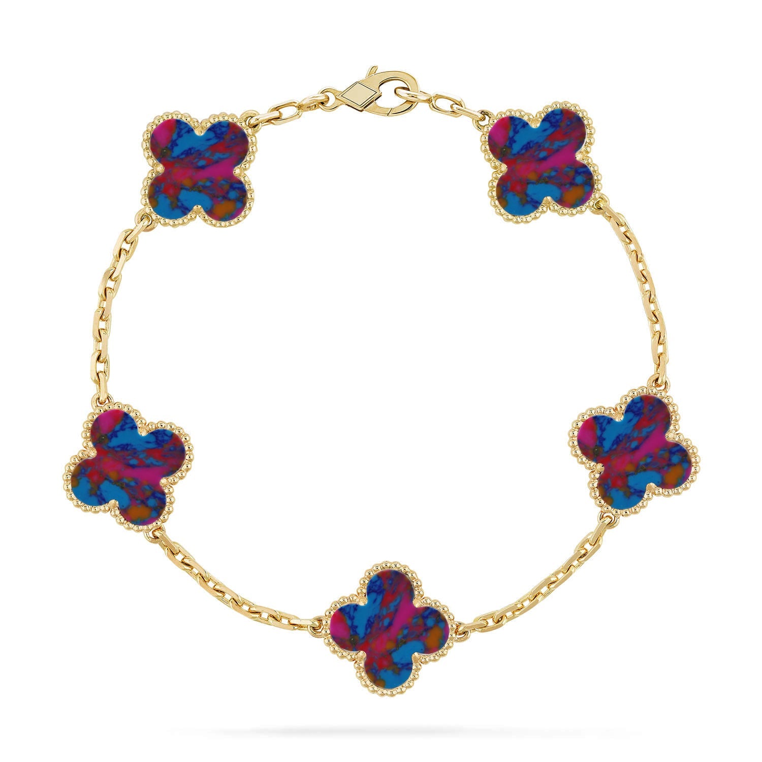 [Demi jewelry]CLOVER 5 MOTIF COLOR GEMSTONES BRACELET COLLECTION