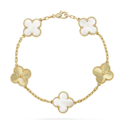 [Mystic]CLOVER WHITE PEARL MOP 5 MOTIF BRACELET COLLECTION