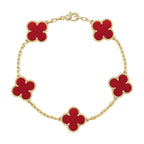 [Demi jewelry] CLOVER 5 MOTIF RED CORNELIAN BRACELET COLLECTION-new