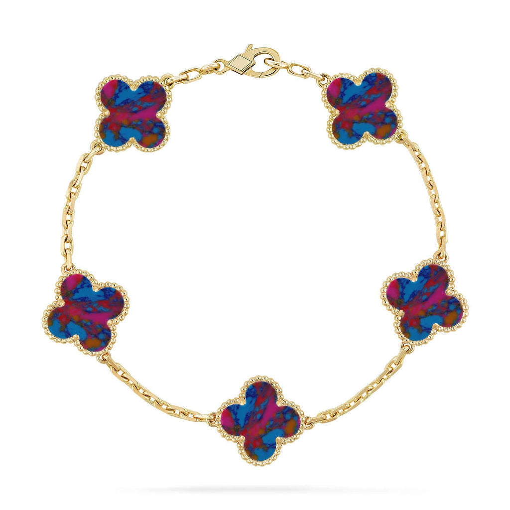 [Demi jewelry]CLOVER 5 MOTIF COLOR GEMSTONES BRACELET COLLECTION-new