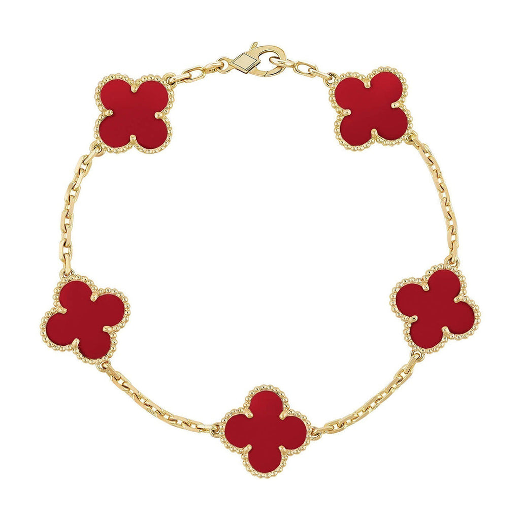 [Demi jewelry] CLOVER 5 MOTIF RED CORNELIAN BRACELET COLLECTION