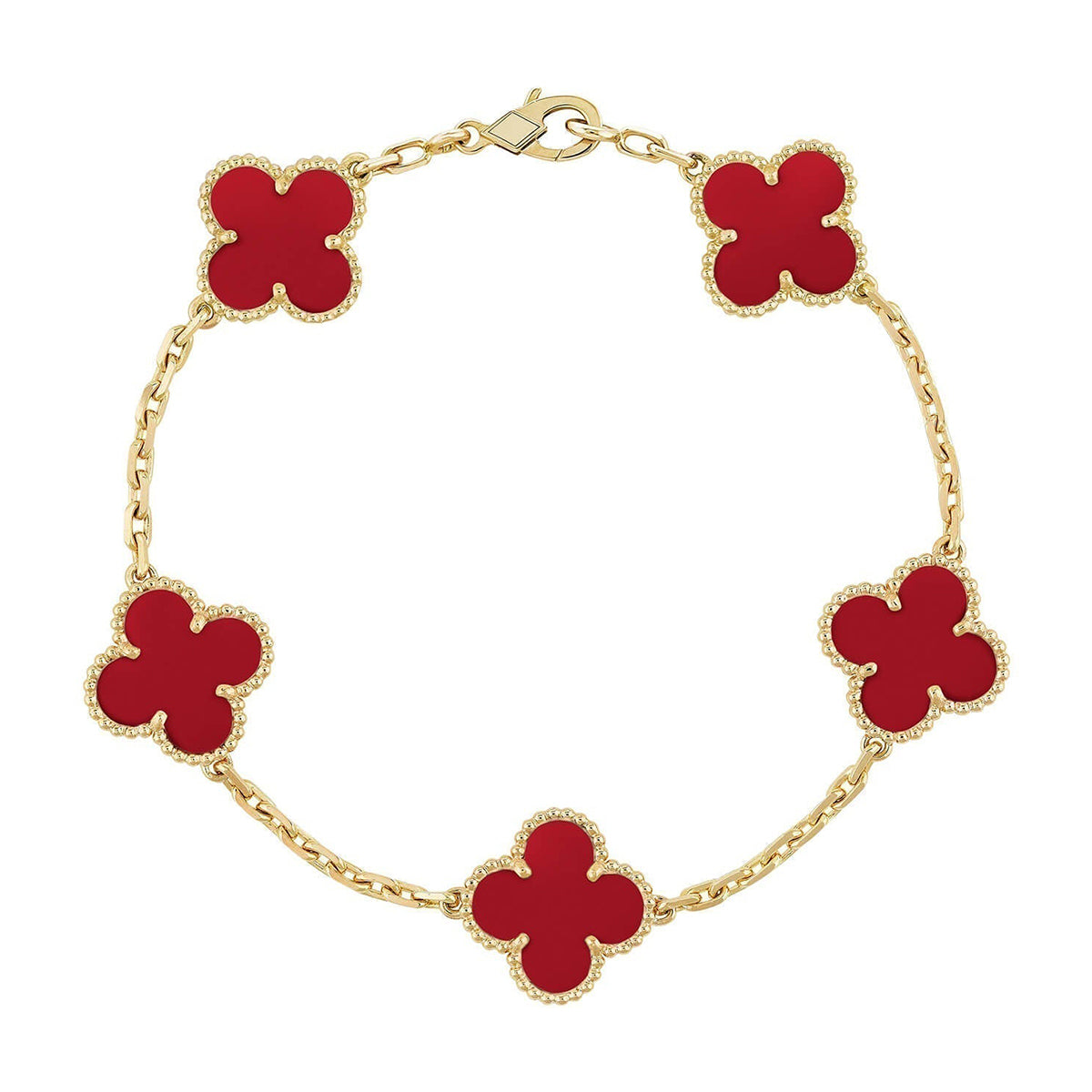 [Demi jewelry] CLOVER 5 MOTIF RED CORNELIAN BRACELET COLLECTION