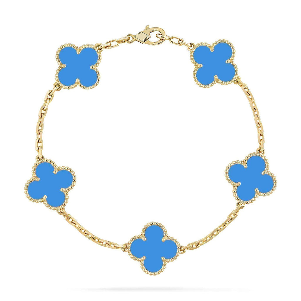 [Demi jewelry] CLOVER 5 MOTIF BLUE AGATE BRACELET COLLECTION