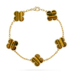 [Demi jewelry] CLOVER 5 MOTIFS TIGER EYE BRACELET COLLECTION