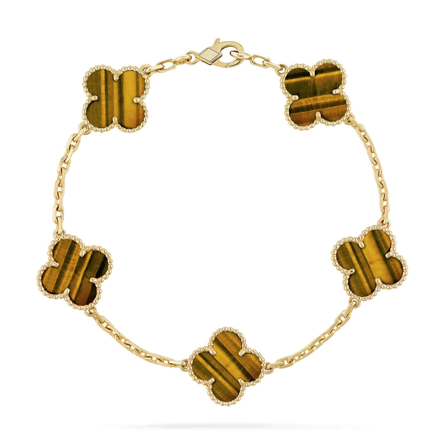 [Demi jewelry] CLOVER 5 MOTIFS TIGER EYE BRACELET COLLECTION