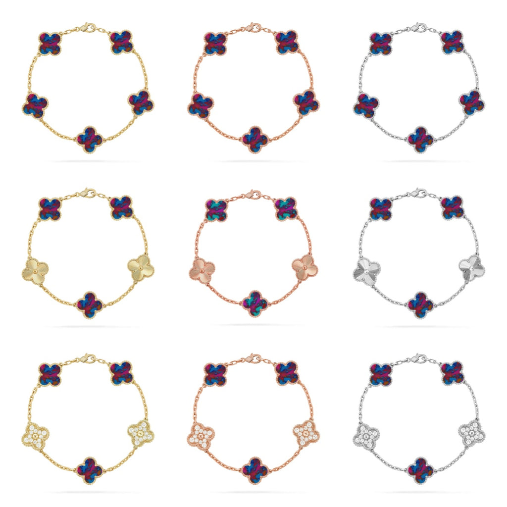 [Demi jewelry]CLOVER 5 MOTIF COLOR GEMSTONES BRACELET COLLECTION-new