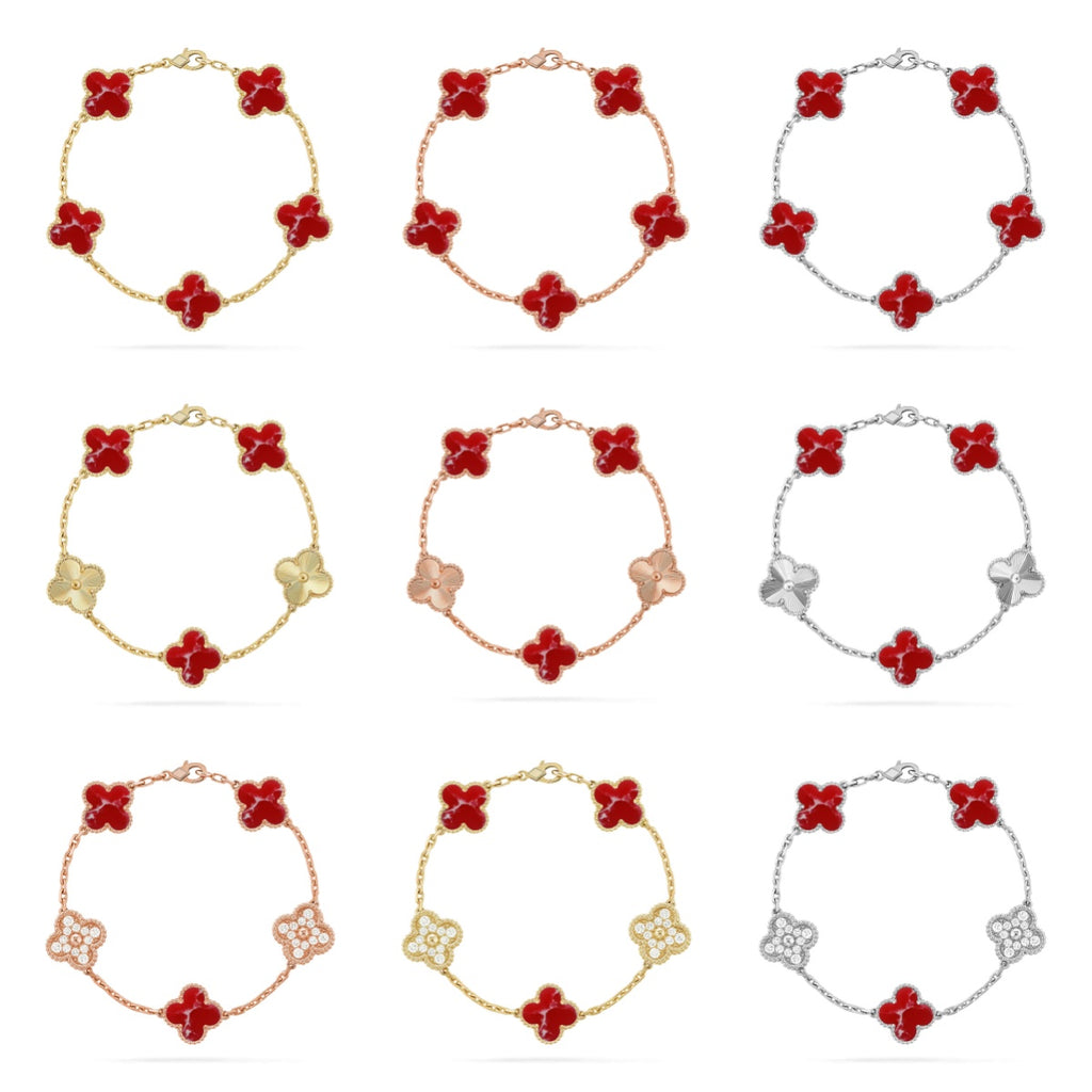 [Demi jewelry]CLOVER 5 MOTIF RED PATTERN BRACELET COLLECTION-new