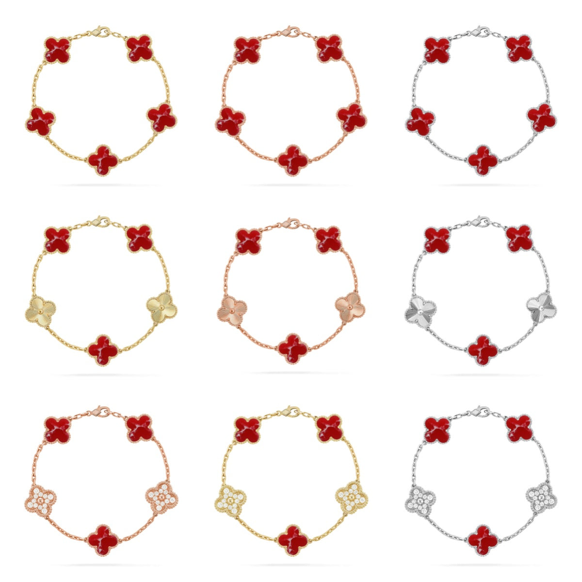[Demi jewelry]CLOVER 5 MOTIF RED PATTERN BRACELET COLLECTION-new