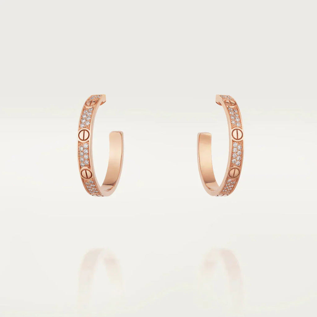 [Demi jewelry]LOVE DIAMOND PINK GOLD HOOP EARRINGS