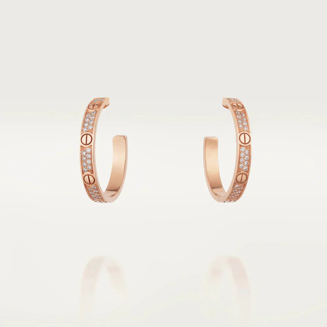 [Demi jewelry]LOVE DIAMOND PINK GOLD HOOP EARRINGS