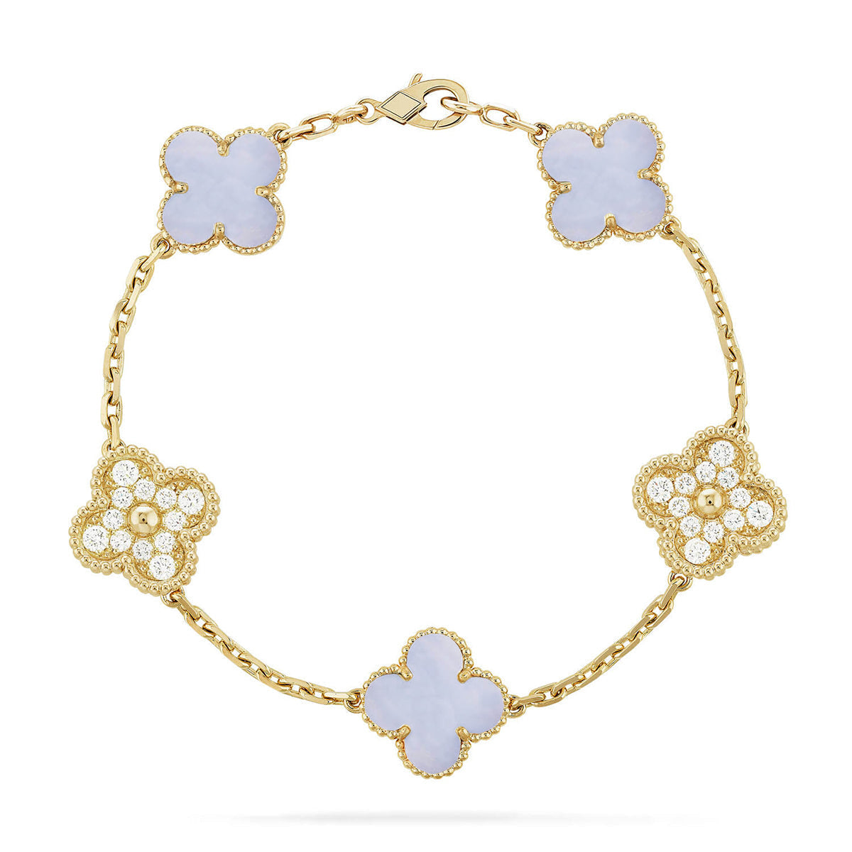[Mystic] CLOVER 5 MOTIF PURPLE CHALCEDONY BRACELET COLLECTION