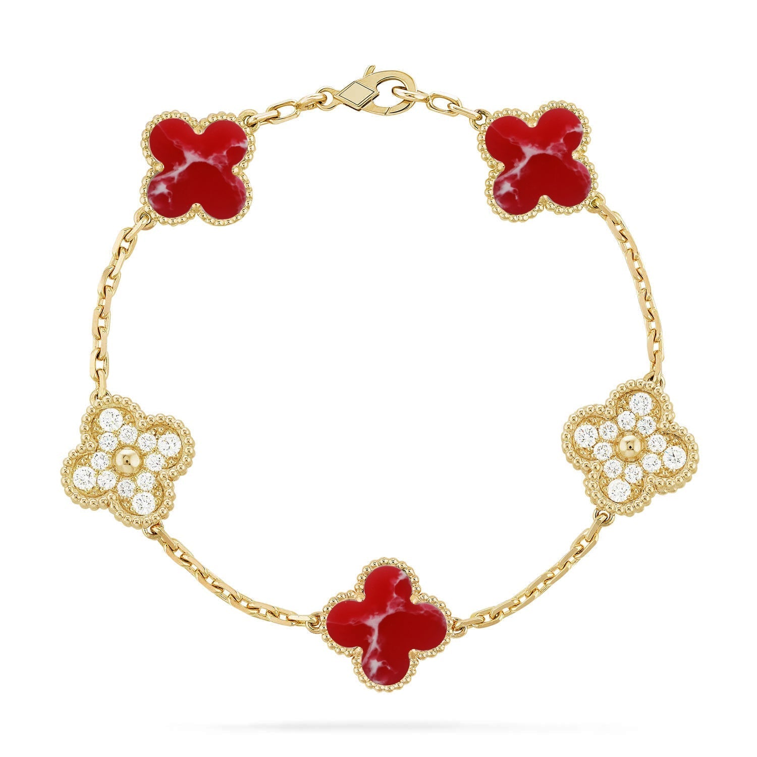 [Demi jewelry]CLOVER 5 MOTIF RED PATTERN BRACELET COLLECTION-new