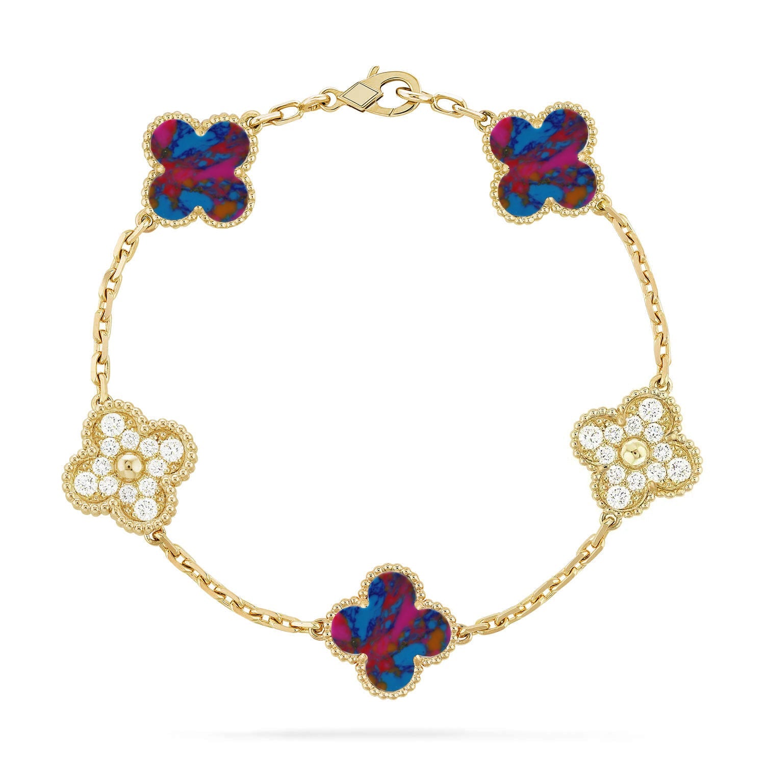 [Demi jewelry]CLOVER 5 MOTIF COLOR GEMSTONES BRACELET COLLECTION