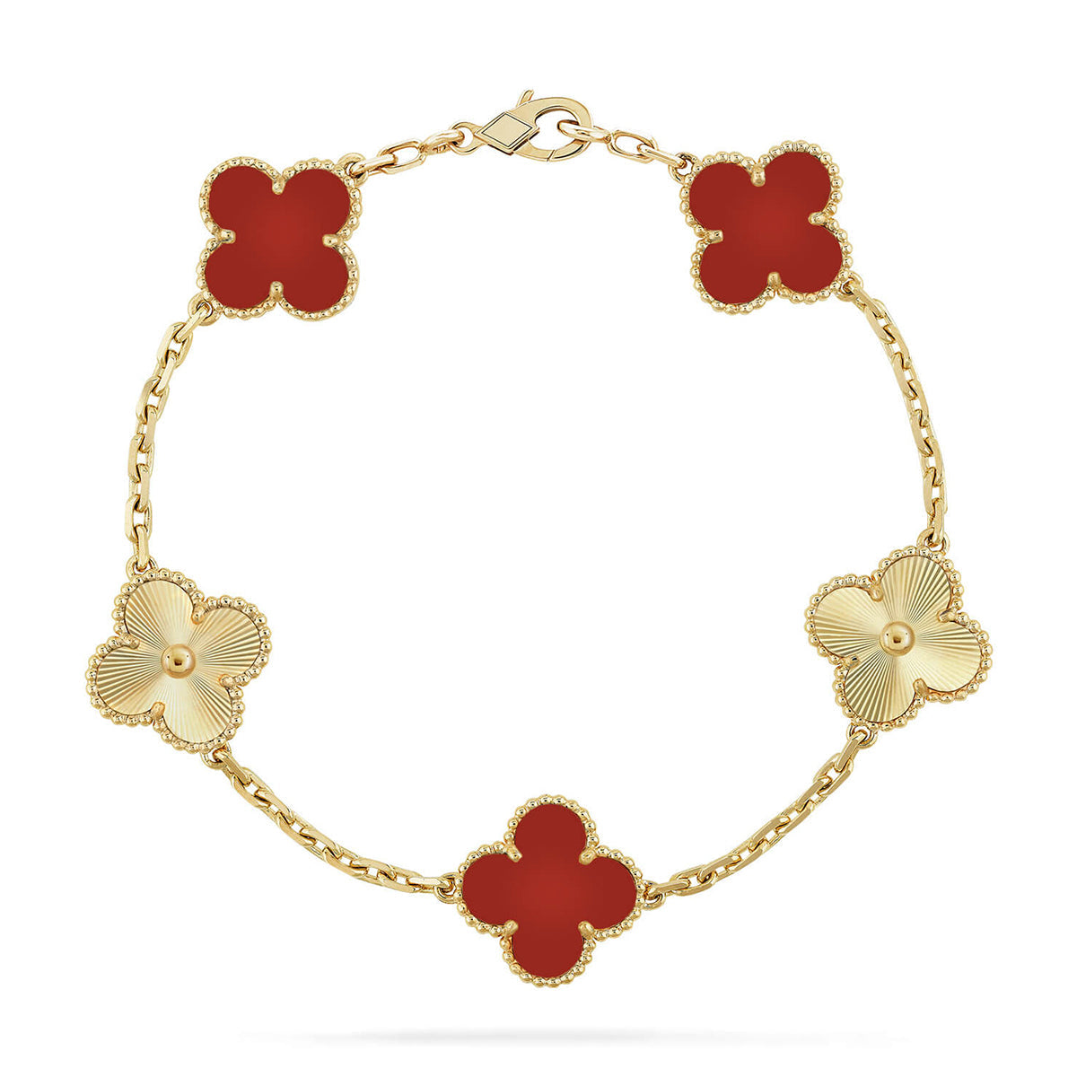[Demi jewelry] CLOVER 5 MOTIF RED CORNELIAN BRACELET COLLECTION-new