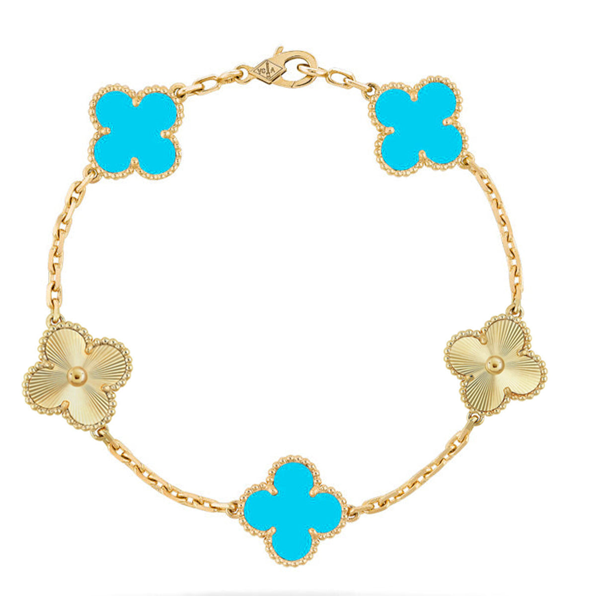 [Demi jewelry] CLOVER 5 MOTIF TURQUOISE BRACELET COLLECTION-new
