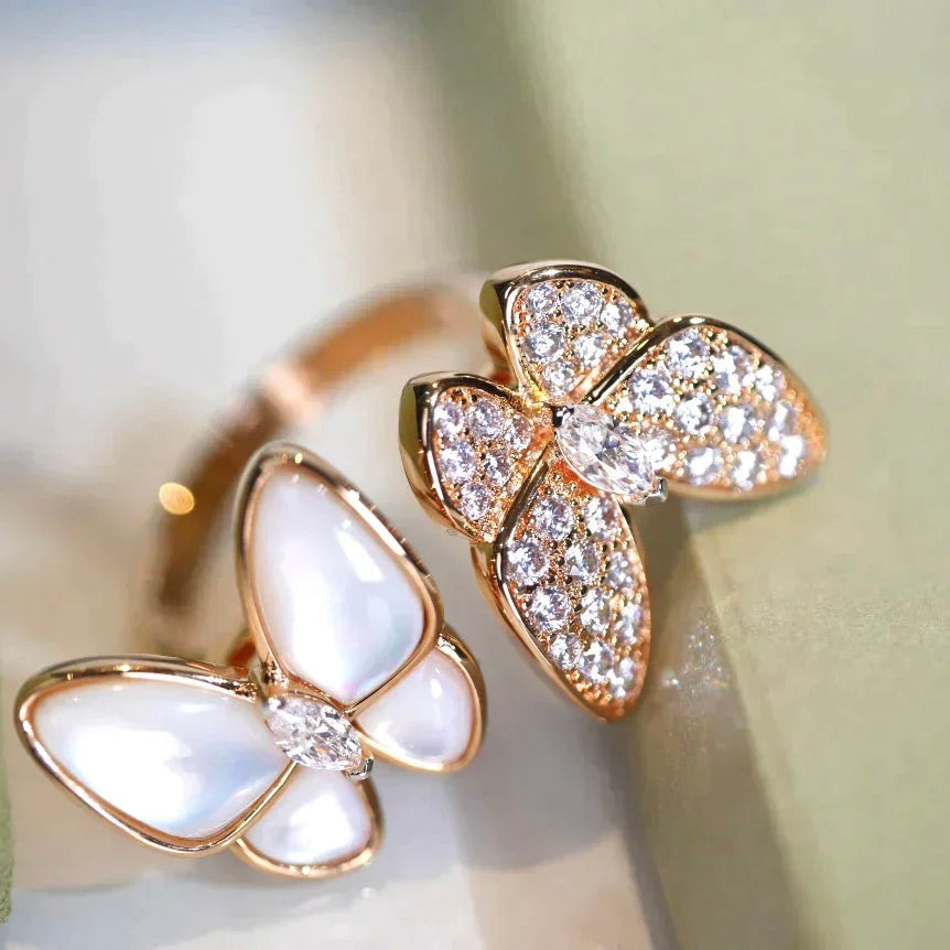 [Demi jewelry]TWIN BUTTERFLY DIAMOND MOP RING