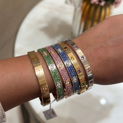 [Mystic ]2026 PAVE GEMSTONE LOVE BRACELET 6.1MM 10 DIAMONDS