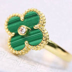 [Demi jewelry]CLOVER MALACHITE RING GOLD DIAMOND