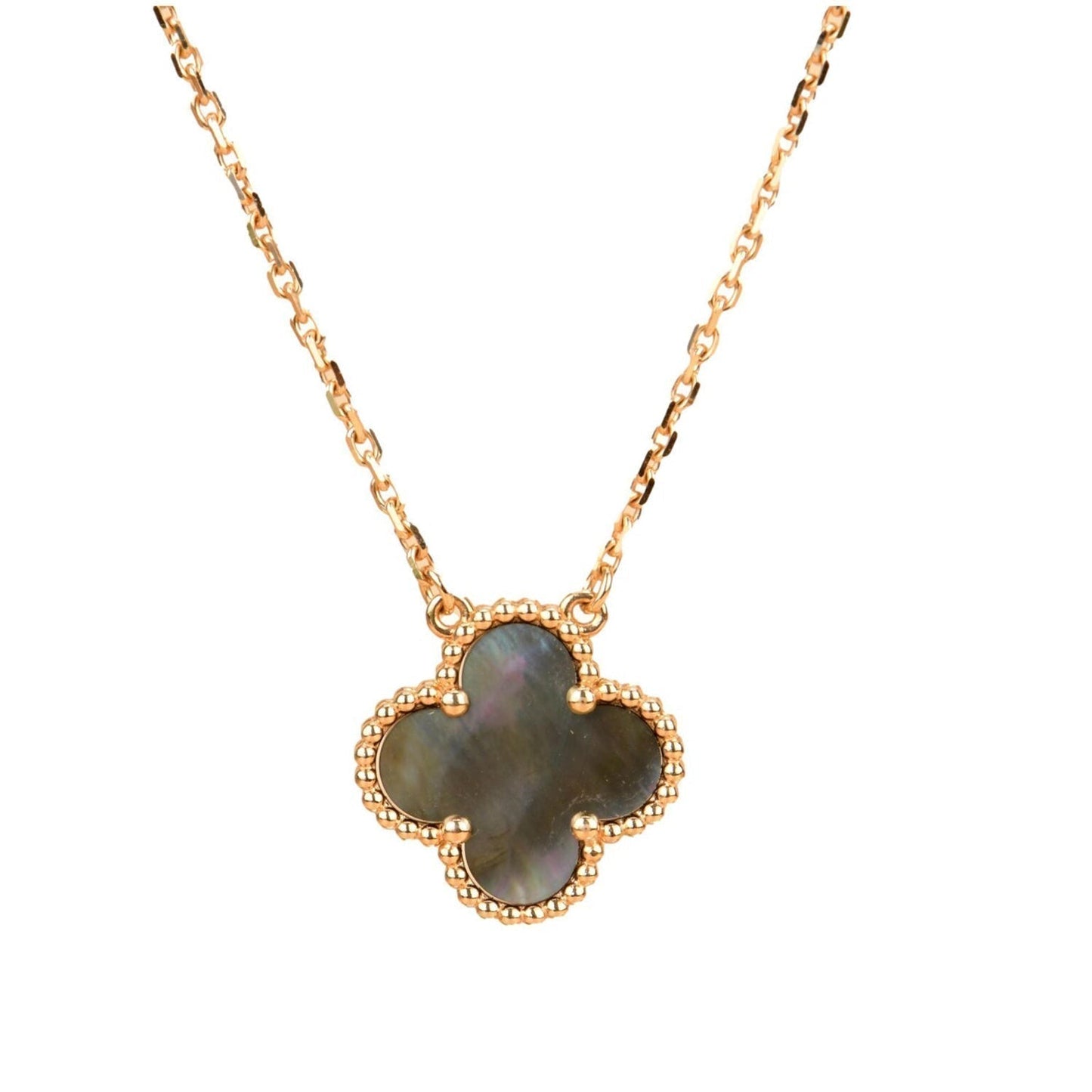 [Mystic]CLOVER 15MM  GRAY MOTHER OF PEARL NECKLACE