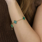 [Demi jewelry] CLOVER 5 MOTIF MALACHITE BRACELET COLLECTION