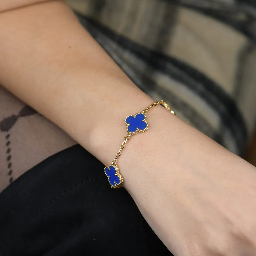 [Demi jewelry] CLOVER 5 MOTIF BLUE AGATE BRACELET COLLECTION