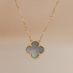[Demi jewelry]CLOVER 15MM  GRAY MOTHER OF PEARL NECKLACE