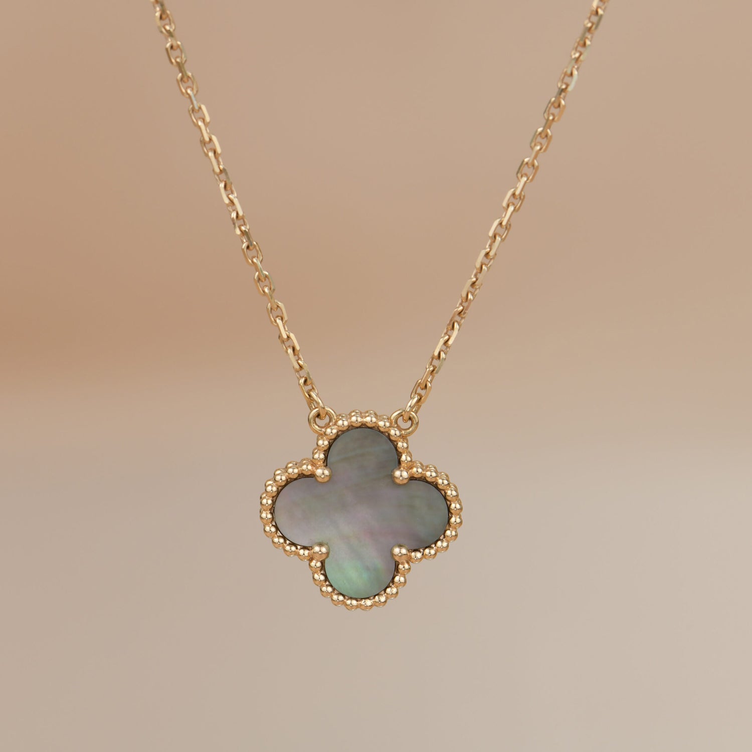 [Demi jewelry]CLOVER 15MM  GRAY MOTHER OF PEARL NECKLACE