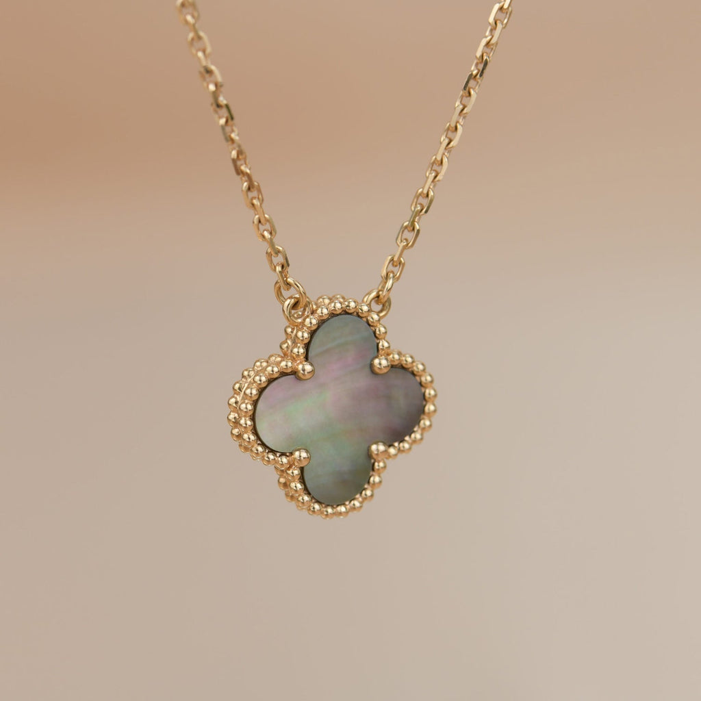 [Demi jewelry]CLOVER 15MM  GRAY MOTHER OF PEARL NECKLACE