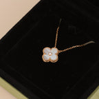 [Demi jewelry]CLOVER 15MM DIAMOND WHITE FRITILLARIA NECKLACE