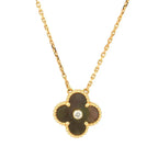 [Demi jewelry]CLOVER 15MM DIAMOND AND MOTHER-OF-GREY NECKLACE