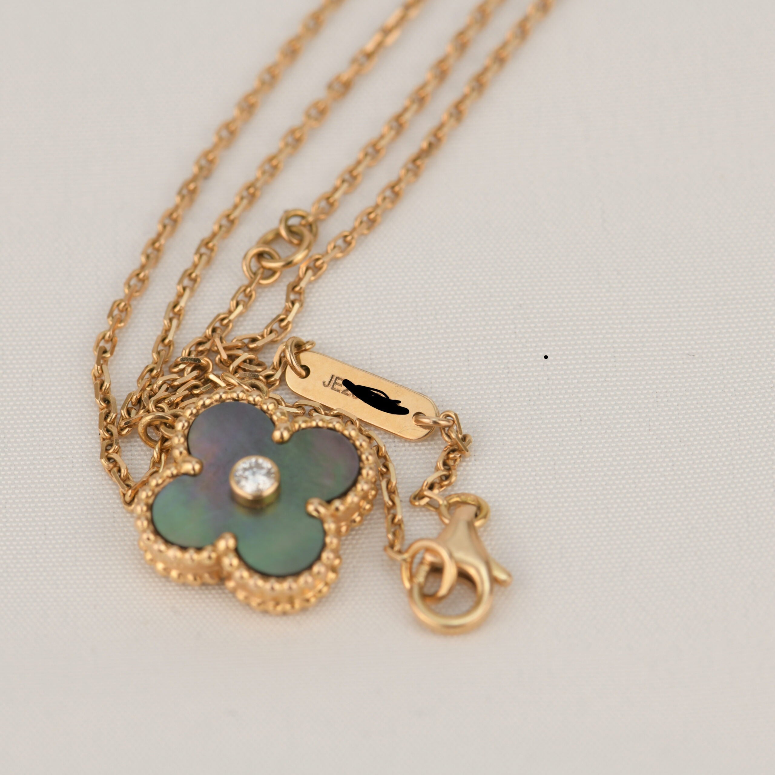 [Demi jewelry]CLOVER 15MM DIAMOND AND MOTHER-OF-GREY NECKLACE