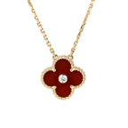 [Demi jewelry]CLOVER 15MM DIAMOND CARNELIAN NECKLACE