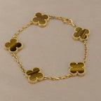 [Demi jewelry] CLOVER 5 MOTIFS TIGER EYE BRACELET COLLECTION